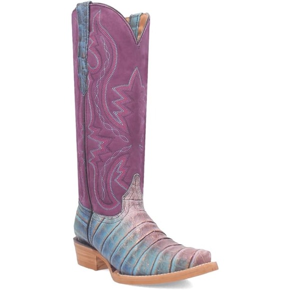 dingo Shoes - NEW Dingo1969 Royale Caterina Purple Blue Caiman Snip Toe Western Cowgirl Boots